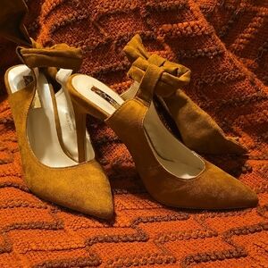 Brown Suede Ankle Strap Heels